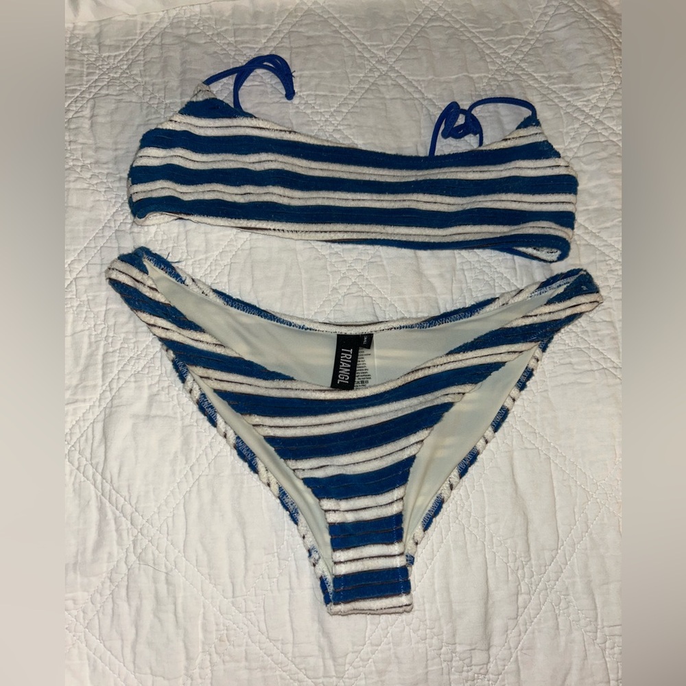 Triangl Swimwear Blue and White Bikini